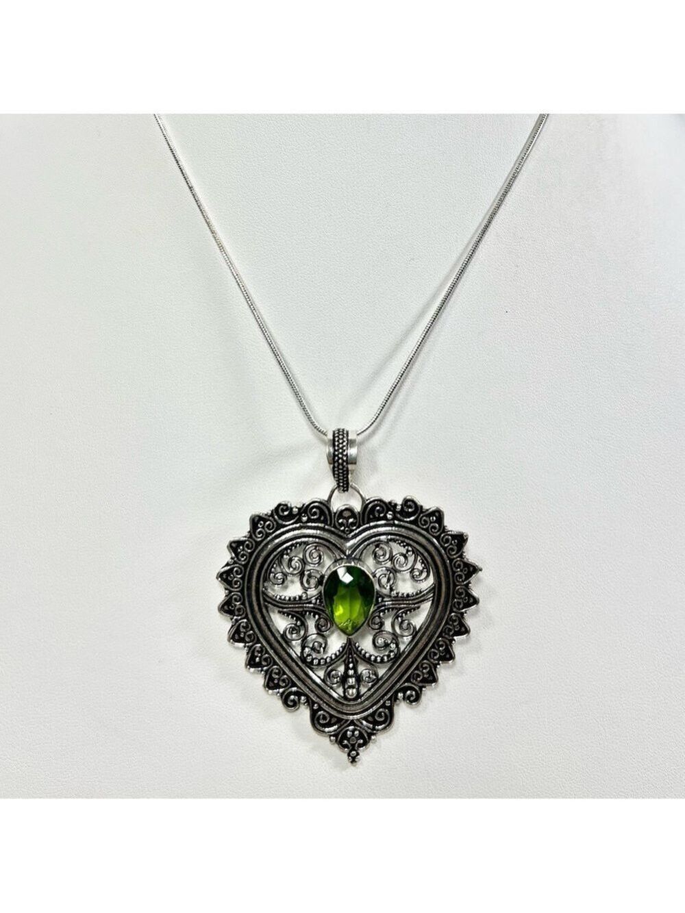 Peridot Rope Design 925 Pendant Bracelet Earrings & Chain (synthetic stones) - Picture 3 of 11